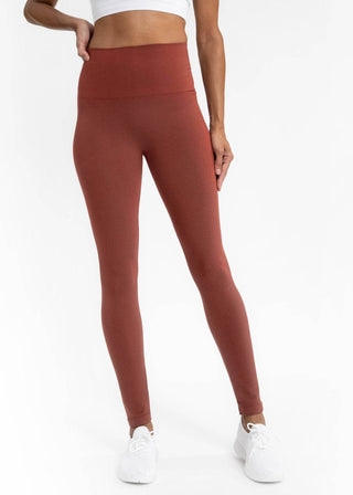 High Waist Crossover Leggings: VINTAGE KHAKI DENIM - Just Believe Boutique