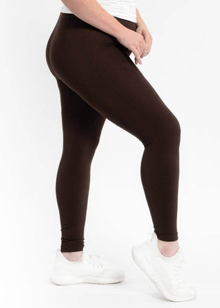 High Waisted Leggings - Curvy Fit: CHOCOLATE - Just Believe Boutique