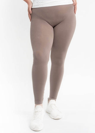 High Waisted Leggings - Curvy Fit: CHOCOLATE - Just Believe Boutique