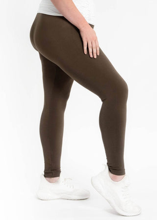 High Waisted Leggings - Curvy Fit: CHOCOLATE - Just Believe Boutique