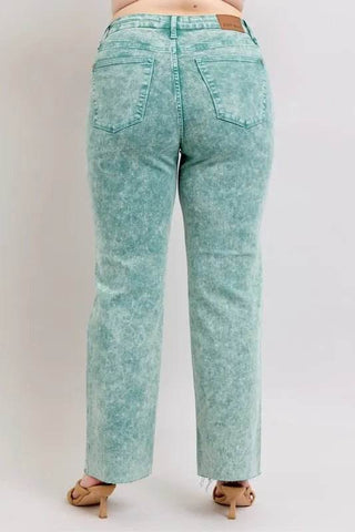 Judy Blue Dyed Raw Hem Dad Jean - Just Believe Boutique