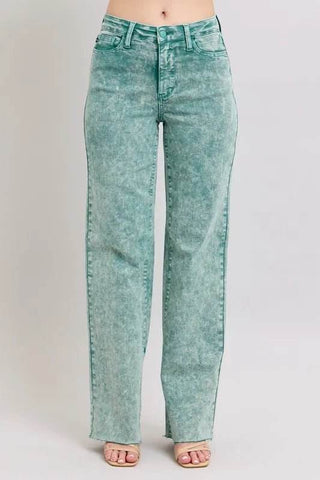 Judy Blue Dyed Raw Hem Dad Jean - Just Believe Boutique