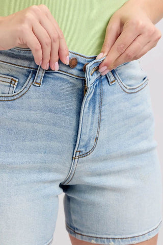 Judy Blue Full Size 2 Button Denim Shorts with Pockets Plus Size - Just Believe Boutique