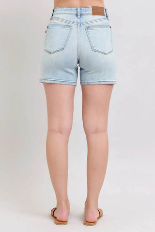Judy Blue Full Size 2 Button Denim Shorts with Pockets Plus Size - Just Believe Boutique
