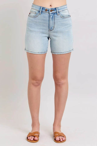 Judy Blue Full Size 2 Button Denim Shorts with Pockets Plus Size - Just Believe Boutique