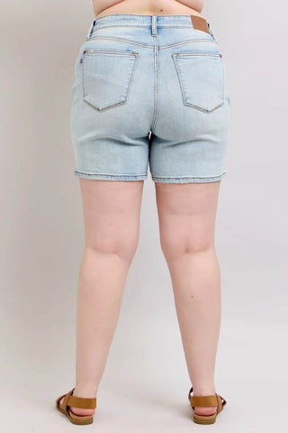 Judy Blue Full Size 2 Button Denim Shorts with Pockets Plus Size - Just Believe Boutique