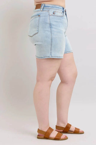 Judy Blue Full Size 2 Button Denim Shorts with Pockets Plus Size - Just Believe Boutique
