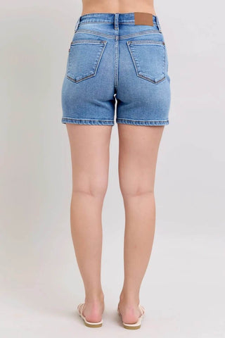 Judy Blue Full Size 2 Button Denim Shorts with Pockets Plus Size - Just Believe Boutique
