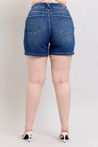 Judy Blue Full Size Double Button Waistband Denim Shorts Plus Size - Just Believe Boutique