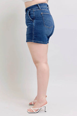 Judy Blue Full Size Double Button Waistband Denim Shorts Plus Size - Just Believe Boutique