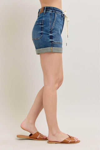 Judy Blue Full Size High Rise Cuff Denim Shorts Plus Size - Just Believe Boutique