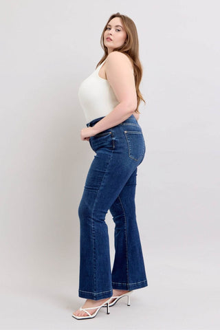 Judy Blue Full Size High Rise Flare Jeans with Pockets Plus Size - Just Believe Boutique