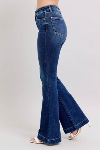 Judy Blue Full Size High Rise Flare Jeans with Pockets Plus Size - Just Believe Boutique