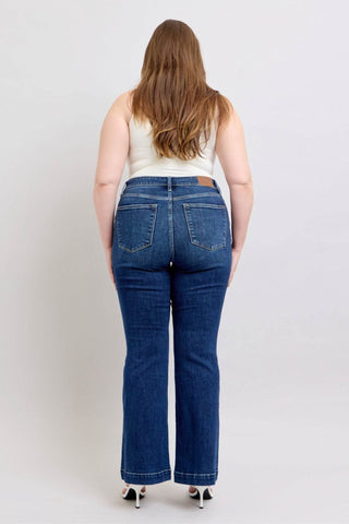 Judy Blue Full Size High Rise Flare Jeans with Pockets Plus Size - Just Believe Boutique