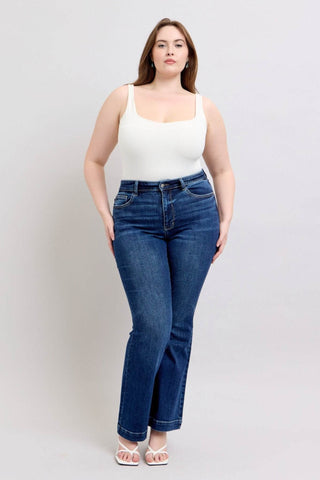 Judy Blue Full Size High Rise Flare Jeans with Pockets Plus Size - Just Believe Boutique