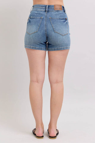 Judy Blue Full Size High Rise Tummy Control Denim Shorts Plus Size - Just Believe Boutique