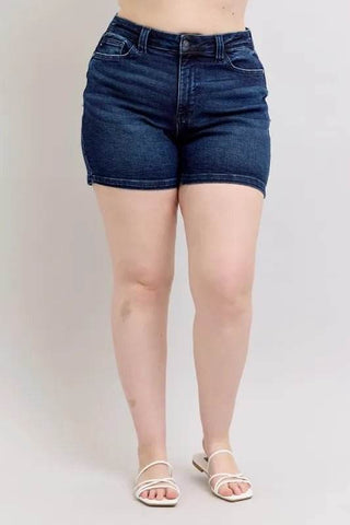 Judy Blue Full Size High Waist Back Flap Pocket Denim Shorts Plus Size - Just Believe Boutique