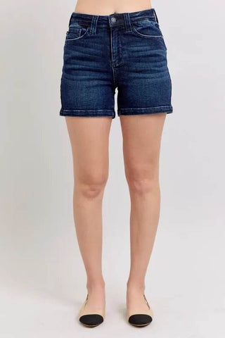 Judy Blue Full Size High Waist Back Flap Pocket Denim Shorts Plus Size - Just Believe Boutique