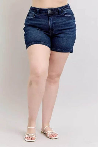 Judy Blue Full Size High Waist Back Flap Pocket Denim Shorts Plus Size - Just Believe Boutique
