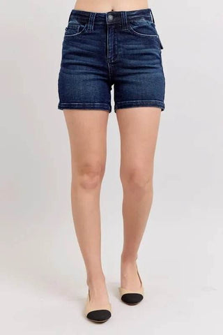 Judy Blue Full Size High Waist Back Flap Pocket Denim Shorts Plus Size - Just Believe Boutique