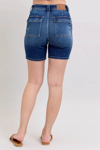 Judy Blue Full Size High Waist Bermudas Jeans W/ Back Flap Pockets Plus Size - Just Believe Boutique