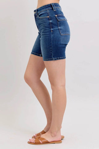 Judy Blue Full Size High Waist Bermudas Jeans W/ Back Flap Pockets Plus Size - Just Believe Boutique