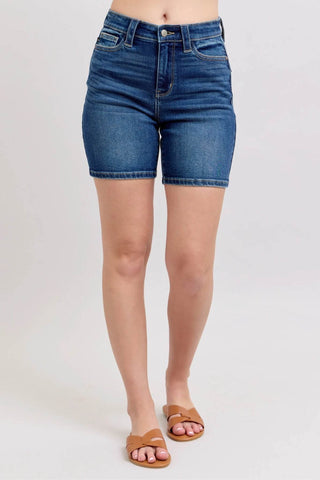 Judy Blue Full Size High Waist Bermudas Jeans W/ Back Flap Pockets Plus Size - Just Believe Boutique