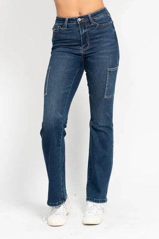 Judy Blue Full Size High Waist Cargo Bootcut Jeans Plus Size - Just Believe Boutique