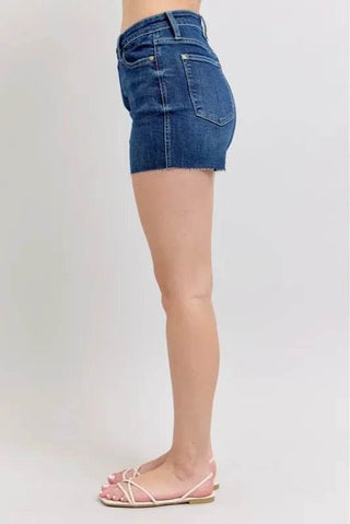 Judy Blue Full Size High Waist Criss-Cross Waistband Denim Shorts Plus Size - Just Believe Boutique