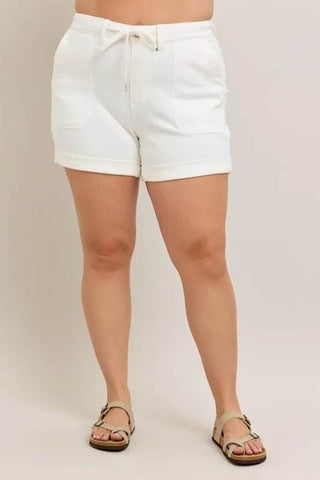 Judy Blue Full Size High Waist Cuff Denim Shorts Plus Size - Just Believe Boutique