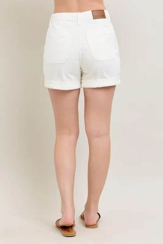 Judy Blue Full Size High Waist Cuff Denim Shorts Plus Size - Just Believe Boutique