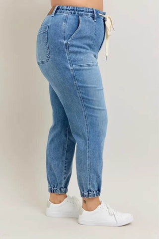 Judy Blue Full Size High Waist Denim Jogger Plus Size - Just Believe Boutique