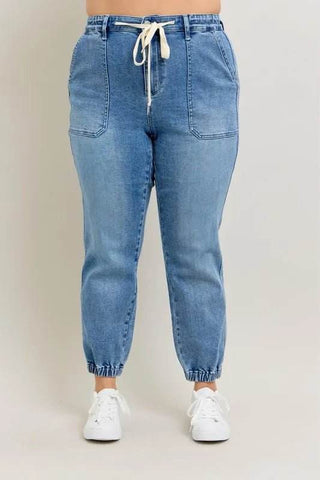 Judy Blue Full Size High Waist Denim Jogger Plus Size - Just Believe Boutique