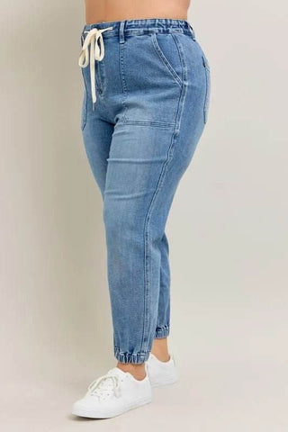 Judy Blue Full Size High Waist Denim Jogger Plus Size - Just Believe Boutique