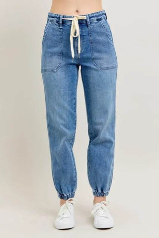 Judy Blue Full Size High Waist Denim Jogger Plus Size - Just Believe Boutique