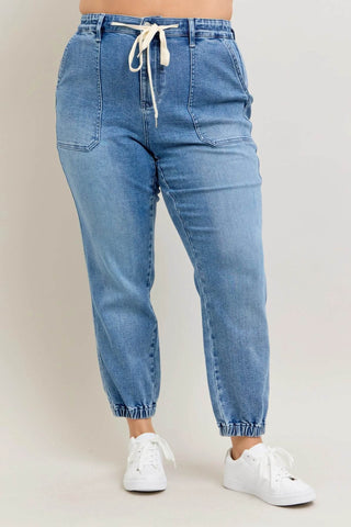 Judy Blue Full Size High Waist Denim Jogger Plus Size - Just Believe Boutique