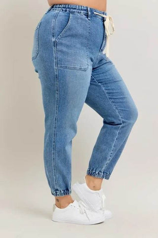 Judy Blue Full Size High Waist Denim Jogger Plus Size - Just Believe Boutique