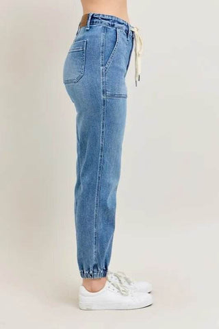 Judy Blue Full Size High Waist Denim Jogger Plus Size - Just Believe Boutique