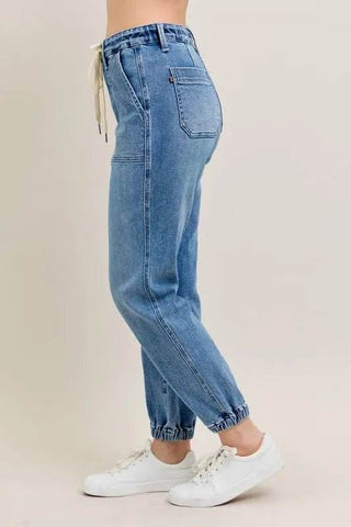 Judy Blue Full Size High Waist Denim Jogger Plus Size - Just Believe Boutique