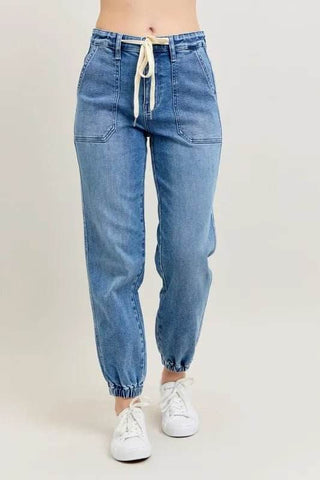 Judy Blue Full Size High Waist Denim Jogger Plus Size - Just Believe Boutique