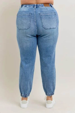 Judy Blue Full Size High Waist Denim Jogger Plus Size - Just Believe Boutique