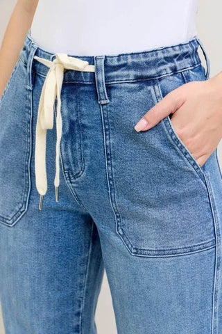 Judy Blue Full Size High Waist Denim Jogger Plus Size - Just Believe Boutique