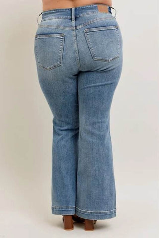 Judy Blue Full Size High-Waist Flare Denim Jeans with Front Seam Detail Plus Size - Just Believe Boutique