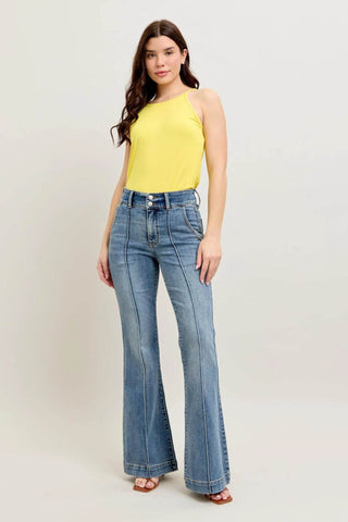 Judy Blue Full Size High-Waist Flare Denim Jeans with Front Seam Detail Plus Size - Just Believe Boutique