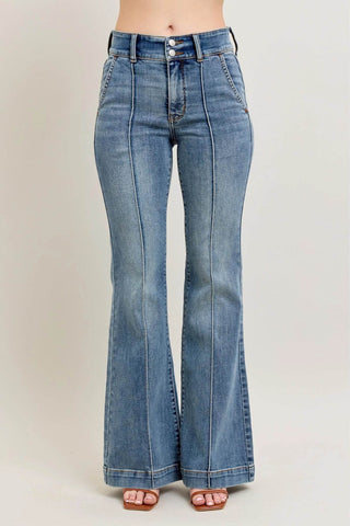 Judy Blue Full Size High-Waist Flare Denim Jeans with Front Seam Detail Plus Size - Just Believe Boutique
