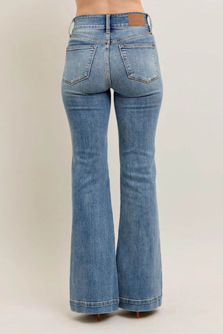 Judy Blue Full Size High-Waist Flare Denim Jeans with Front Seam Detail Plus Size - Just Believe Boutique