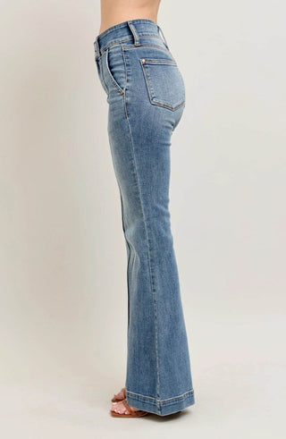 Judy Blue Full Size High-Waist Flare Denim Jeans with Front Seam Detail Plus Size - Just Believe Boutique
