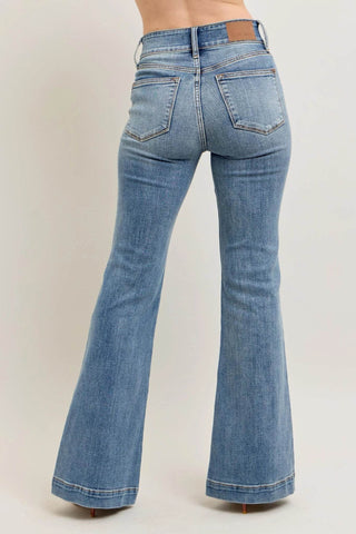 Judy Blue Full Size High-Waist Flare Denim Jeans with Front Seam Detail Plus Size - Just Believe Boutique