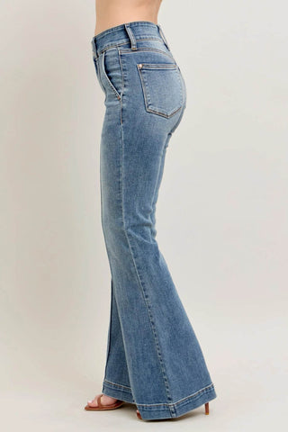 Judy Blue Full Size High-Waist Flare Denim Jeans with Front Seam Detail Plus Size - Just Believe Boutique