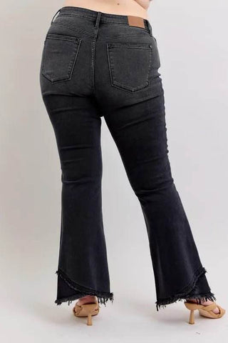 Judy Blue Full Size High Waist Flare W/ Mock Fray Tulip Hem Plus Size - Just Believe Boutique